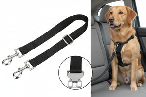 Dog car seat belt with 360-degree rotation feature, shown in use on a car seat, with 'US Seller' and 'Fast Shipping From USA' text.