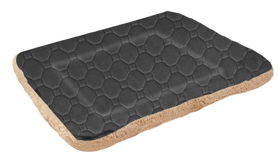 Rectangular quilted mat with honeycomb pattern on a white background