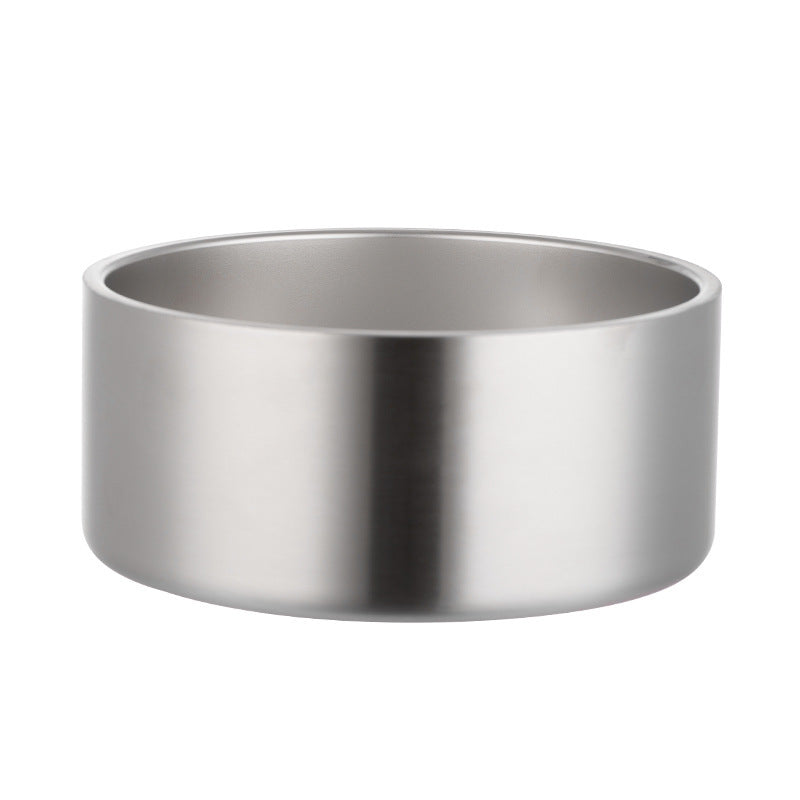 Stainless steel bowl on a white background