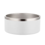White ceramic bowl with silver interior on a white background