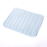 Blue textured bath mat on a white background