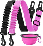 Dog training leashes, a pink bowl, and a black and pink COOYOO branded product on a white background.