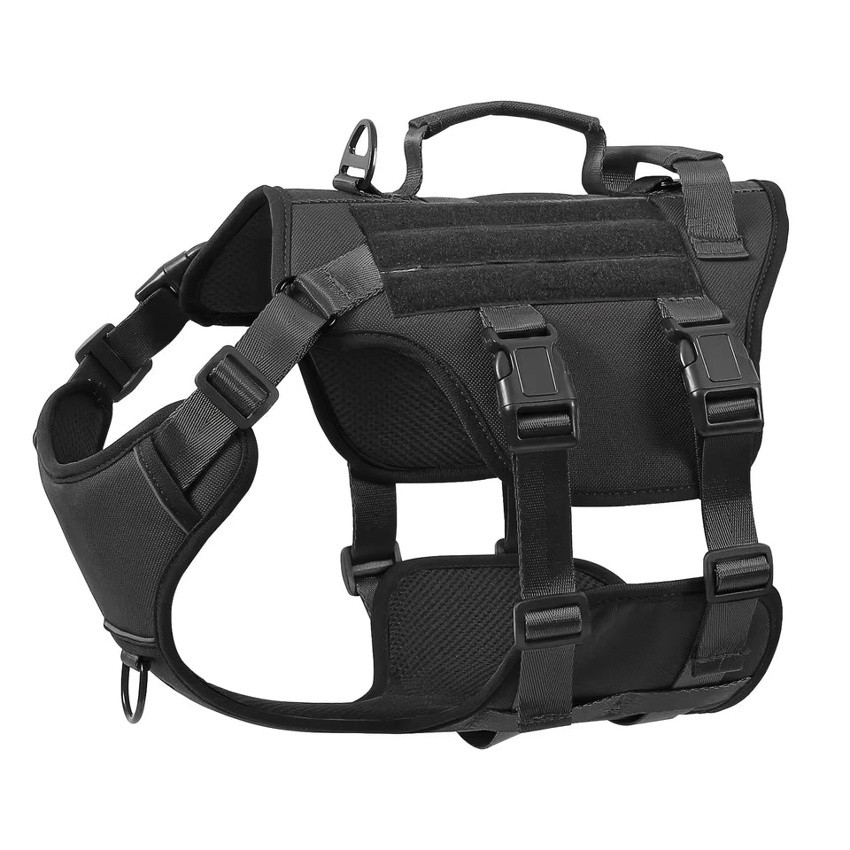 Black dog harness on a white background