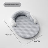 Gray cushion with bean bags and measurements on a light gray background