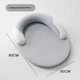 Gray cushion with bean bags and dimensions on a white background