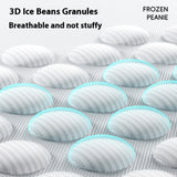 3D ice beans granules on a mesh background with text about breathability.
