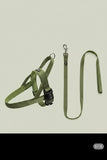 Turquoise green chest harness and leash set on a light gray background