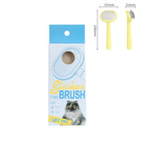 Cat grooming brush packaging with dimensions and a cat image on a white background