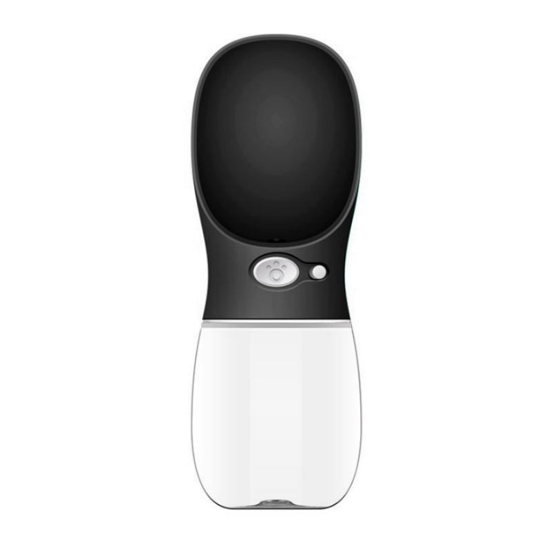 Black and white pet water bottle with a sensor on a white background