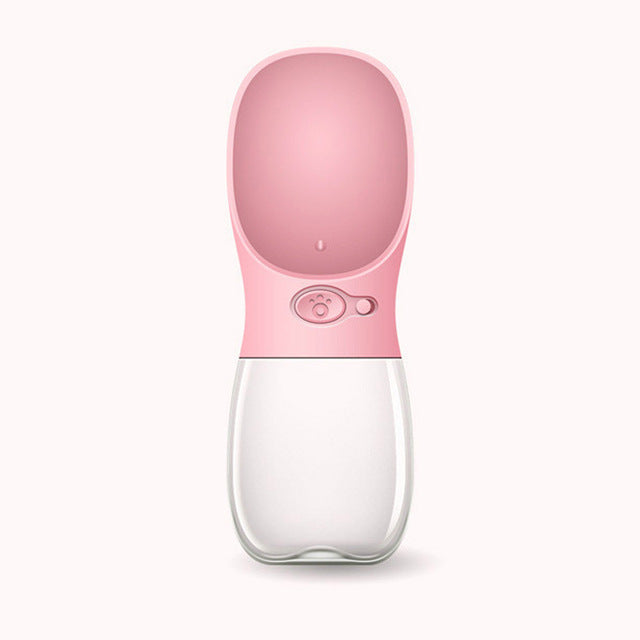 Pink pet water bottle on a white background