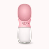 Pink pet water bottle on a white background