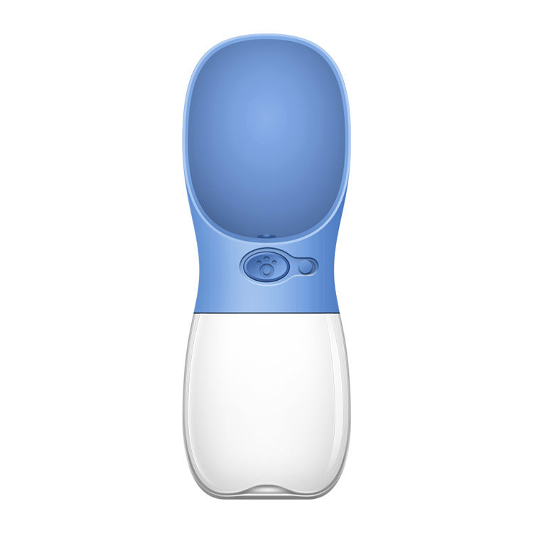 Blue pet water bottle with clear base on a white background