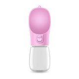 Pink pet water bottle on a white background