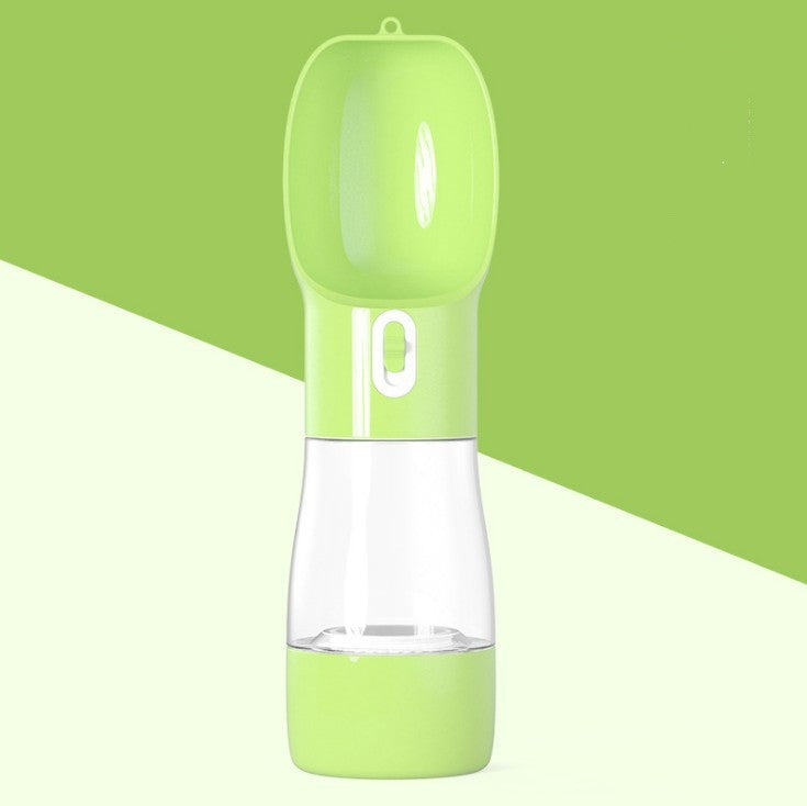 Green pet water bottle with clear middle section on a green background