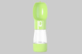 Green and clear water bottle with a green background