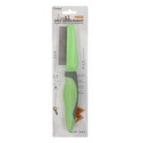 Green pet grooming comb in packaging on a white background