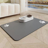 Gray mat with paw prints in a living room setting