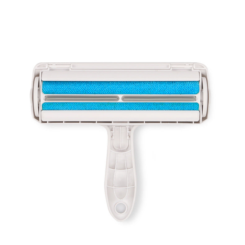 Roller with blue cleaning surface on a white background