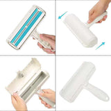 Collage of a cleaning tool with different views held by hands.