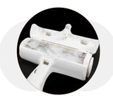 White cleaning tool with marble-like texture on a black background