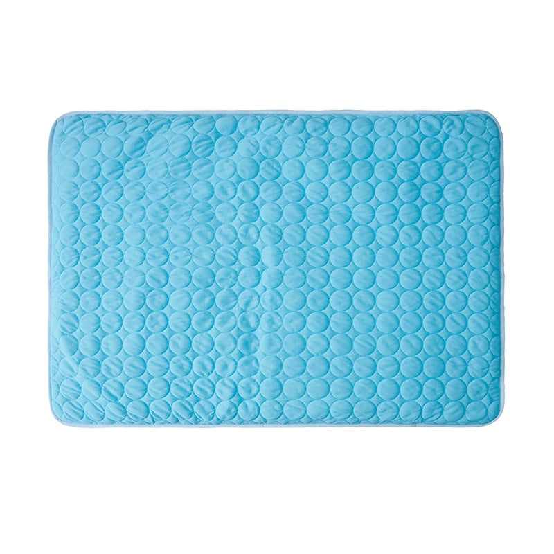 Blue textured bath mat on a white background