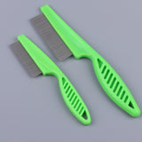 Two green pet grooming combs on a gray background