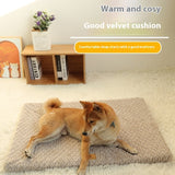 Dog lying on a plush cushion with a cozy room setting and text about a good mattress.