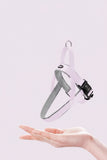 Lightweight harness with text about its features on a white background